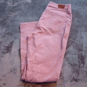 Lands End Corduroy Pants Jeans Womens Size 14‎ Mid Rise Slim Pale Pink Stretch